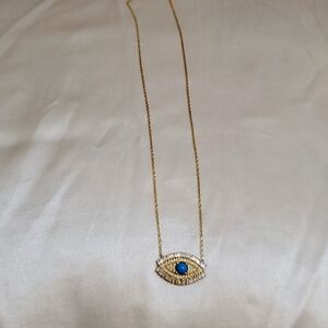 Unique Saks Fith Avenue Evil Eye necklace. Gold plated